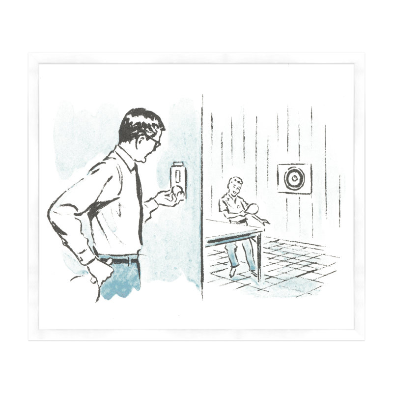 Ping Pong Print, White Framed