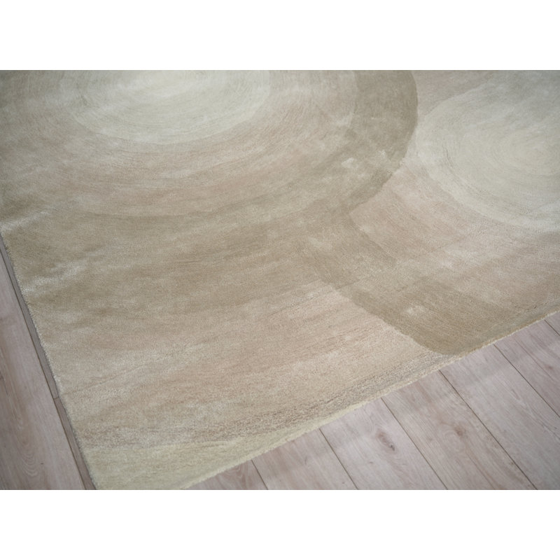Mitomo Handmade Wool/Bamboo Silk, Charcoal/Ivory Area Rug, Pearl, Rectangle 6' x 9'