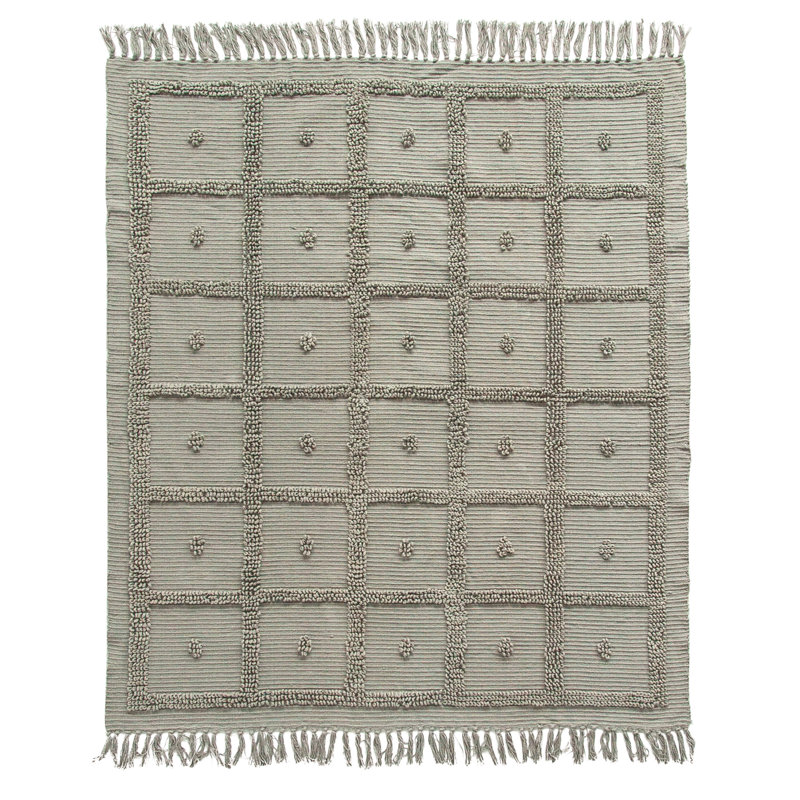 Jeté en coton et frange de coton, Gris
