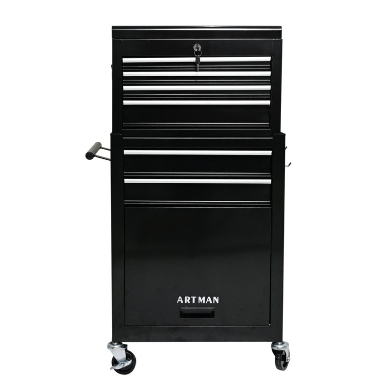High Capacity Rolling Tool Chest With Wheels And Drawers, 6-Drawer Tool Storage Cabinet--BLACK