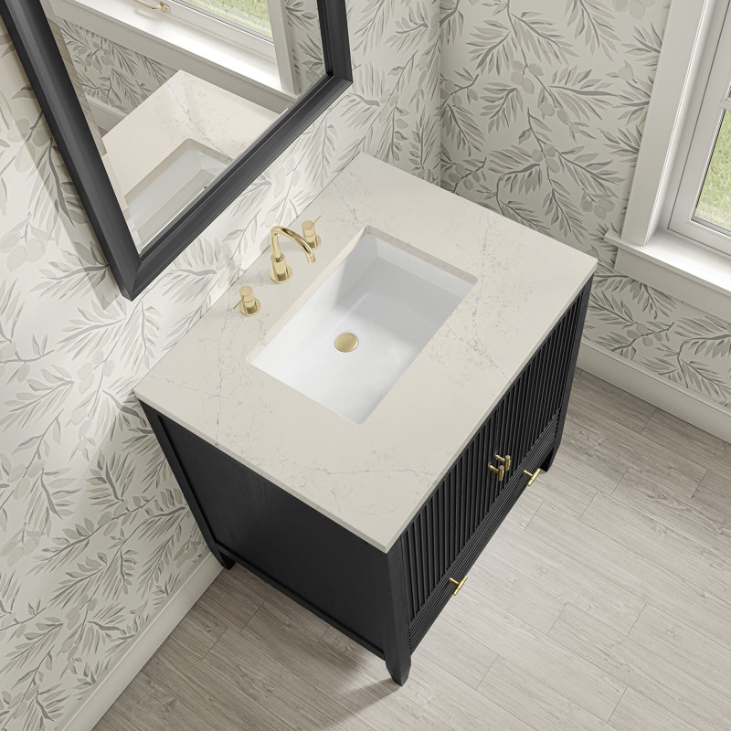 Myrrin 30" W Single Vanity, Siberian Silestone, Carbon Oak, 8" Widespread