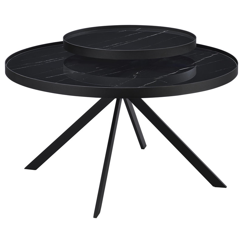 Ensemble de table basse et de bout ronde Biggs, Noir, noir, noir, noir, 3 pièces: 2 tables de bout, table basse