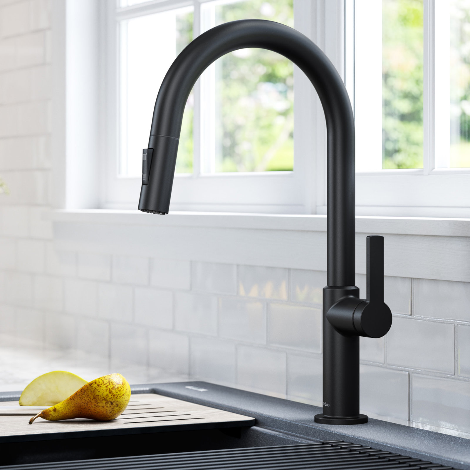 Kraus Oletto Pull-Down Kitchen Faucet, Matte Black