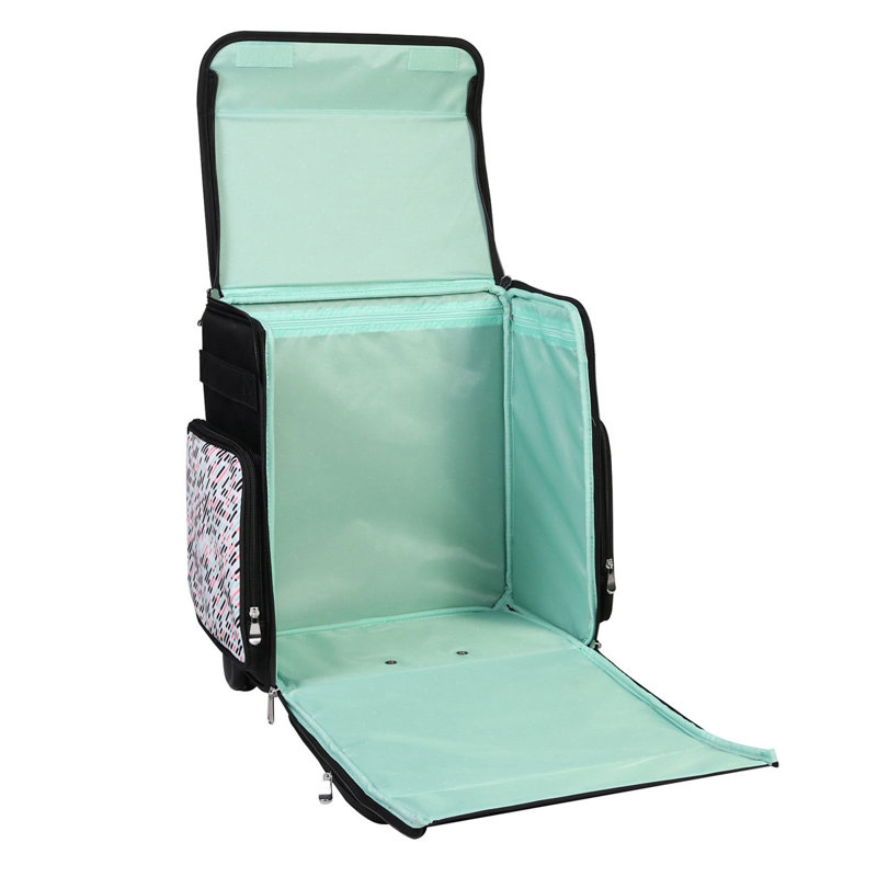 Everything Mary Pill Print Rolling Tote, 2 Wheeled Trolley Bag for Sewing/Crafts