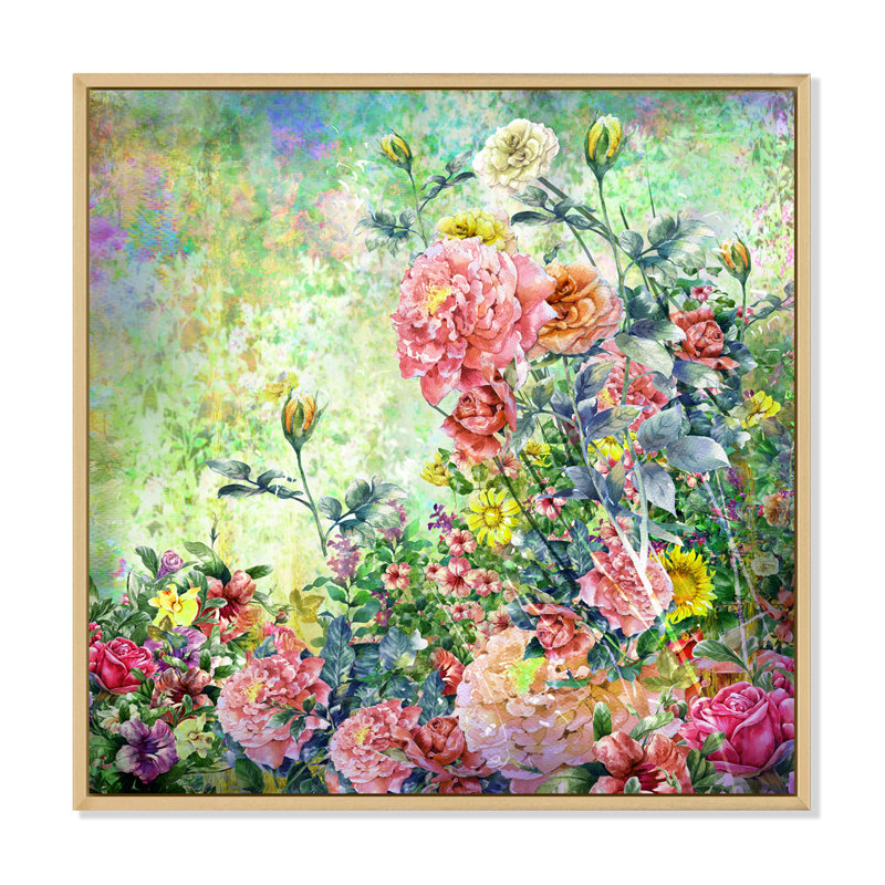 «Modern Modern Pink And Green Summer Garden III», reproduction d'art sur toile, H 36 po x l 36 po x P 1,5 po