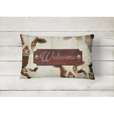 Welcome Cow Indoor/Outdoor Throw Pillow