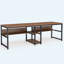 Bureau double 78,7 "pour deux avec tablettes, poste de travail industriel brun rustique