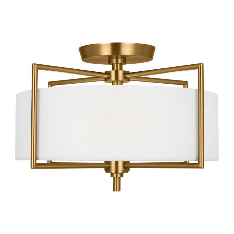 Perno Semi Flush Mount, Burnished Brass, 10" H x 15" W x 15" D