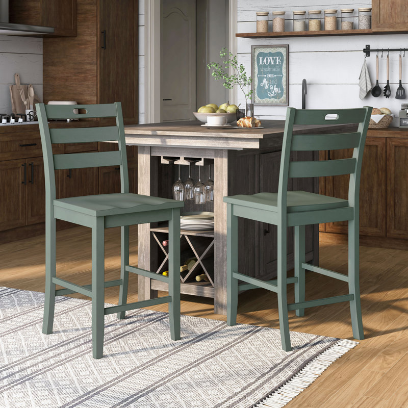 Counter Height Bar Stool, Antique Green