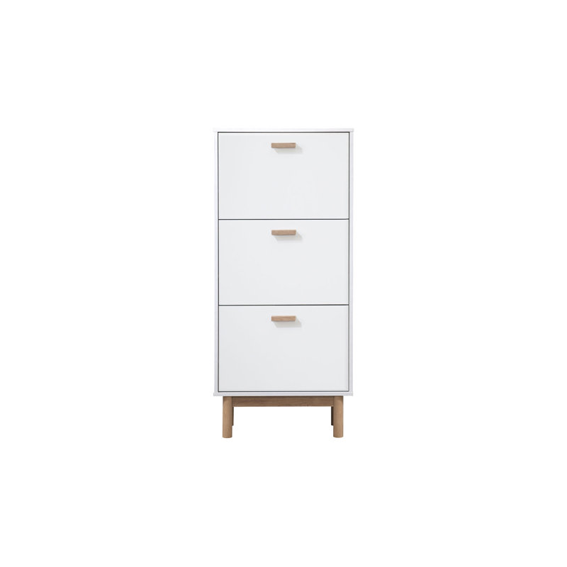 6 Pair Flip Down Shoe Storage, White/Oak