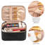 Trousse à maquillage, trousse à maquillage portable, trousse de rangement de grande capacité, trousse de toilette noire avec poignée et cloison