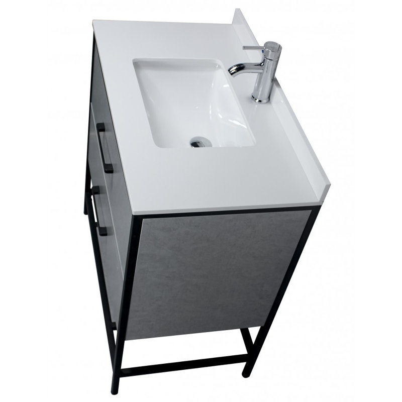 Ensemble de meuble-lavabo simple 32 po Christenbury, Honneur gris / noir