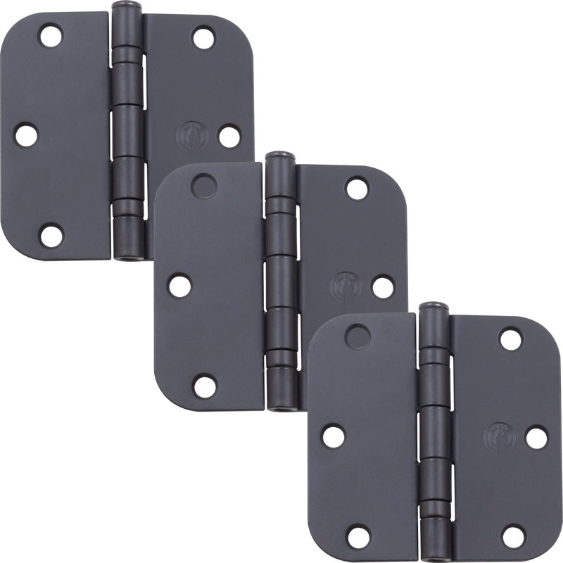 Charnières de porte à roulement à billes 3-1 / 2 ", coin de rayon 5/8", Noir mat