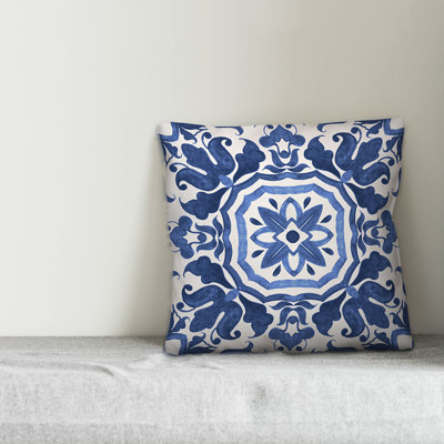 Watercolor Damask Tile Square Pillow Cover & Insert