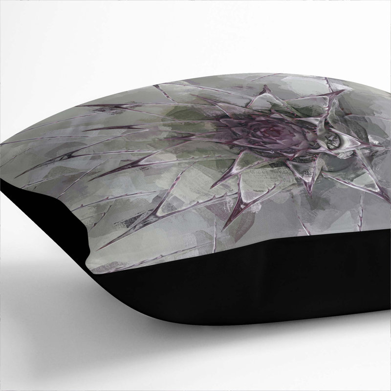 Succulent Cushion with Filling, Black, 40cm H x 40cm W x 15cm D