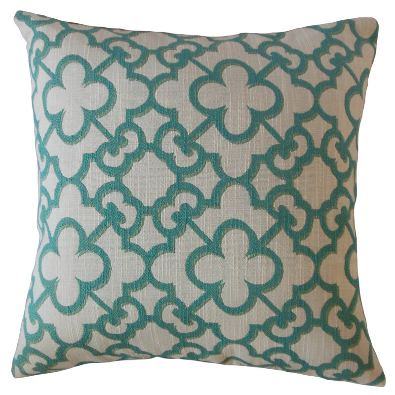 Coussin Dargiana, 26 po x 26 po, Bleu sarcelle, Coussin décoratif