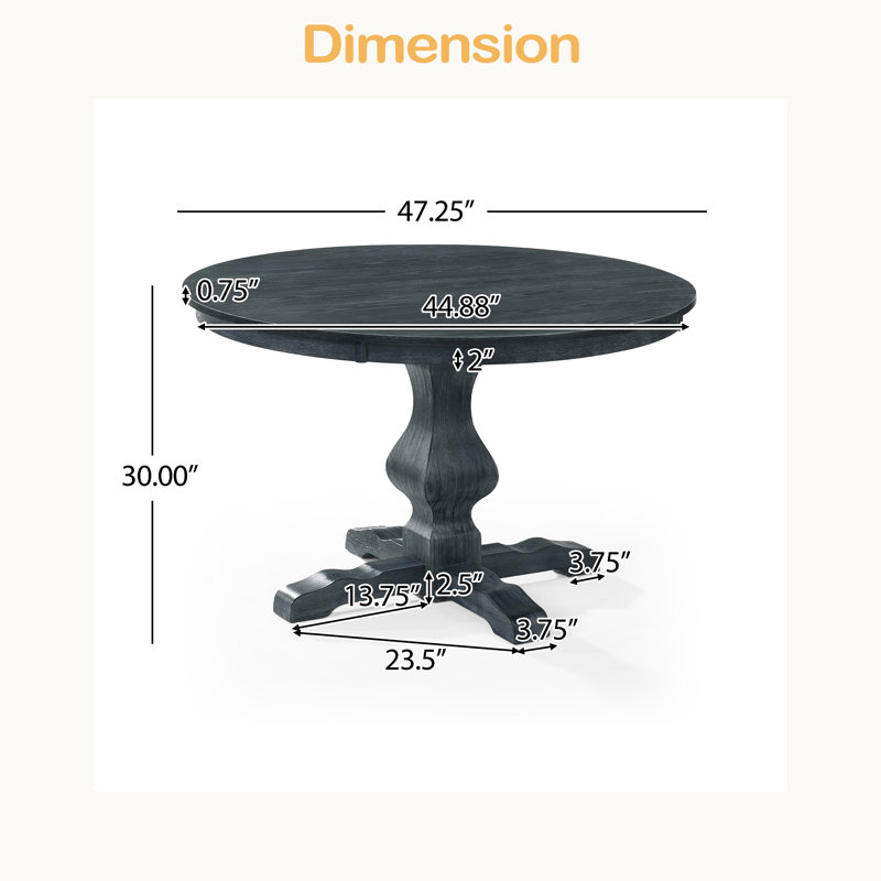 Table à manger ronde, Gris anthracite