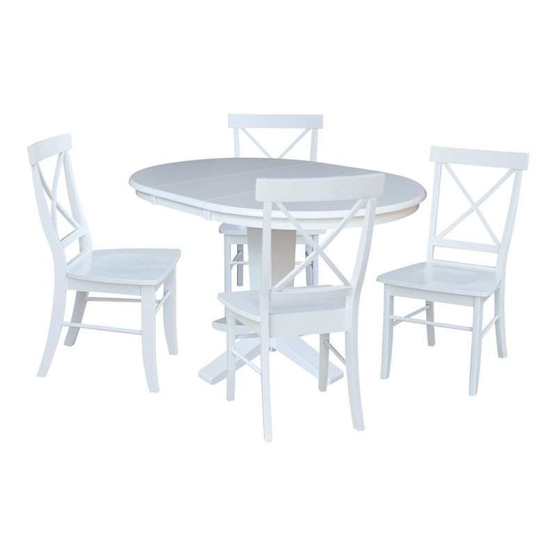Ensemble de salle à manger extensible Drinnon, 5, Blanc