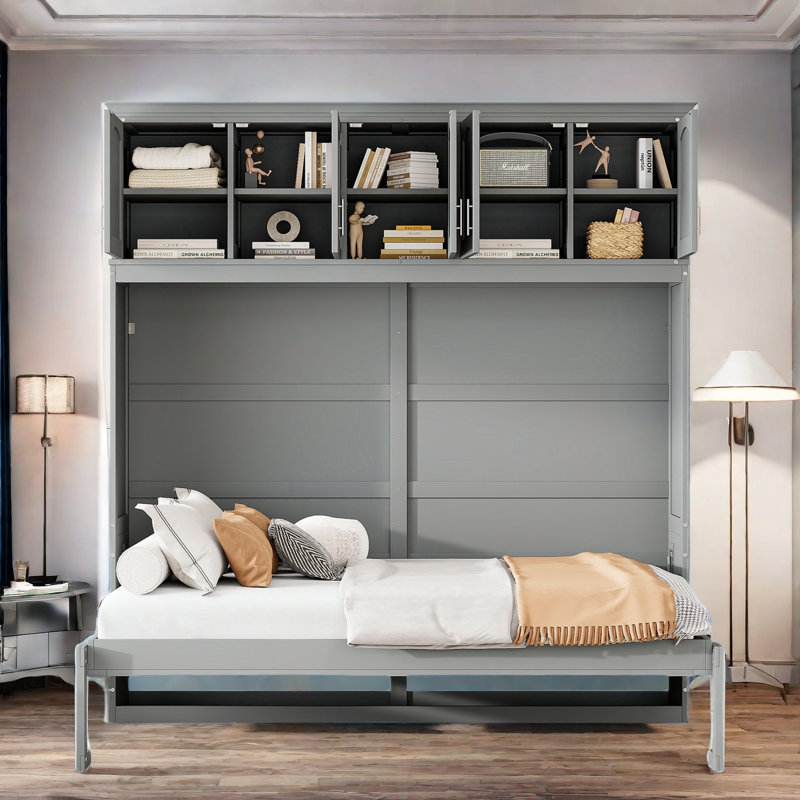 Lit escamotable Berlare, Gris, Double