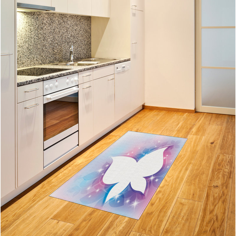 Butterfly High Density Long Fiber Poly Threads Decorative Area Rug Carpet, Rectangle 2'7" x 5'