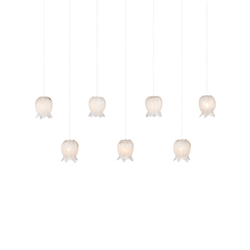 Polpo 7-Light Round Multi-Drop Pendant, 13" H x 57" W x 5.25" D, White, 1050 Lumens