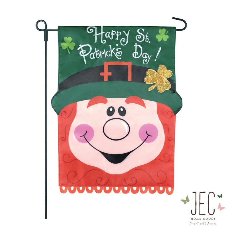 O’leprechaun en nylon 2 côtés 18 x 13 po de la chance drapeau de jardin