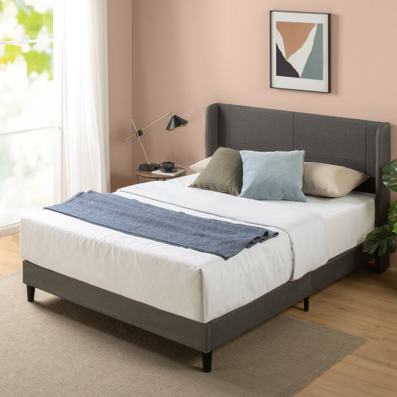 Hamall Upholstered Bed Frame with Headboard, Dark Grey, Kingsize (5')