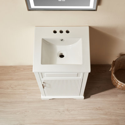 Meuble-lavabo simple autoportant de 18 po avec plateau entièrement assemblé
