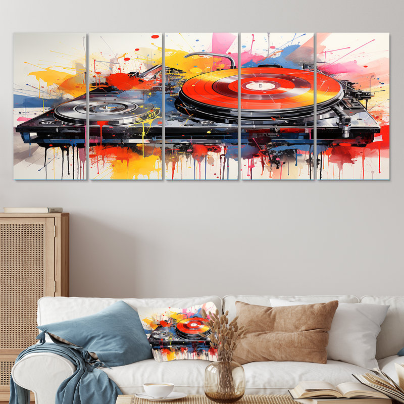 Ensemble de 5 plaques tournantes Pop Art, H 28 po x l 60 po