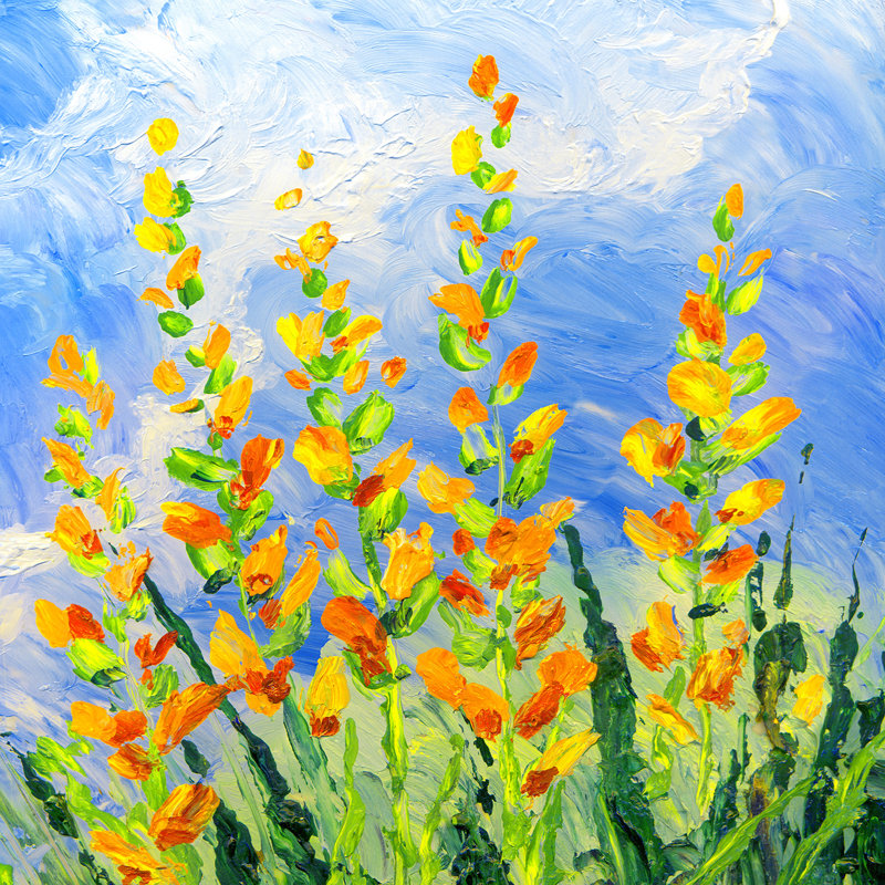 Art sur toile, "Golden Bloom - Vibrant Yellow Wildflower", H 40 po x l 40 po