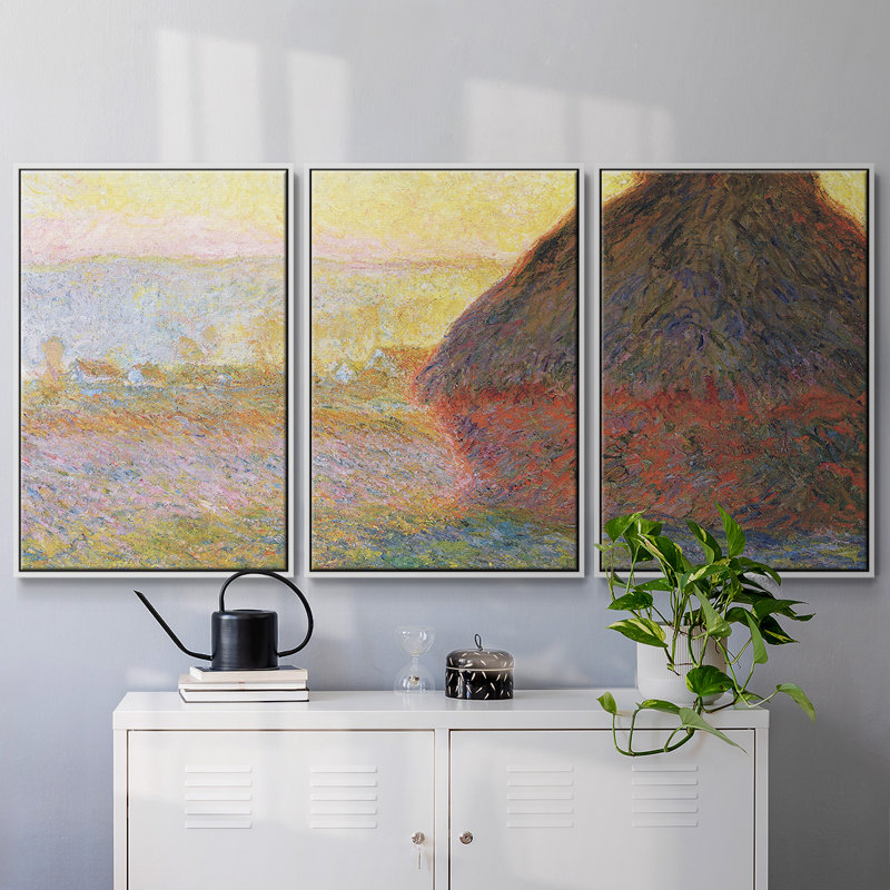 Claude Monet - Toile encadrée multi-pièces, H 40 po x l 78 po, Cadre blanc