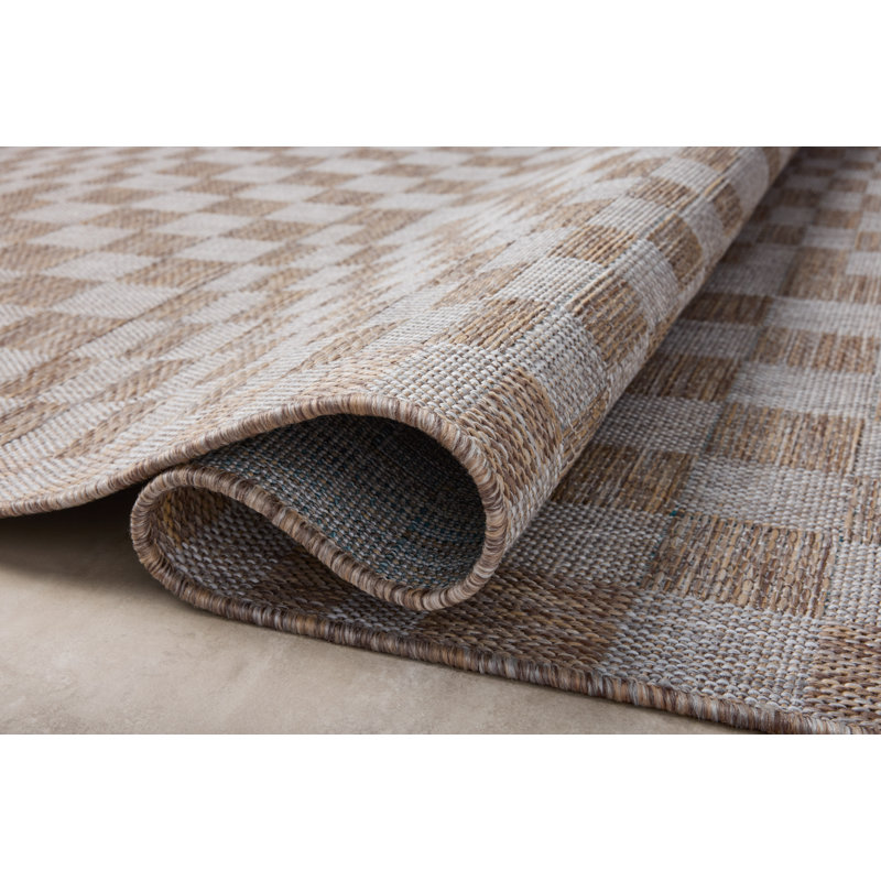 Amber Lewis x Loloi Indoor / Outdoor Topanga Natural / Dove Area Rug, Square 1'6"