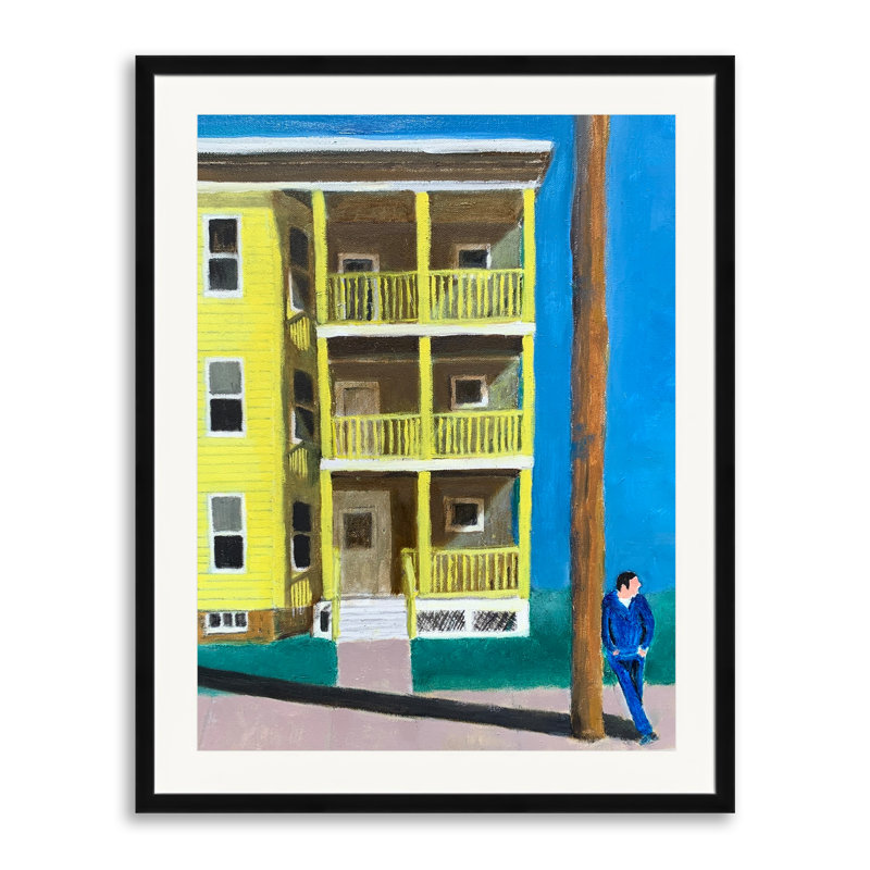 Man Waiting For A Bus Print by Sol Hartman, Black Framed Paper, 31.25" H x 25.25" W