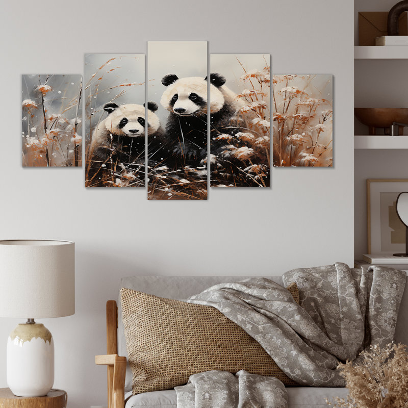 Bamboo Haven Panda Portrait - ensemble de décorations murales Panda Multipanel