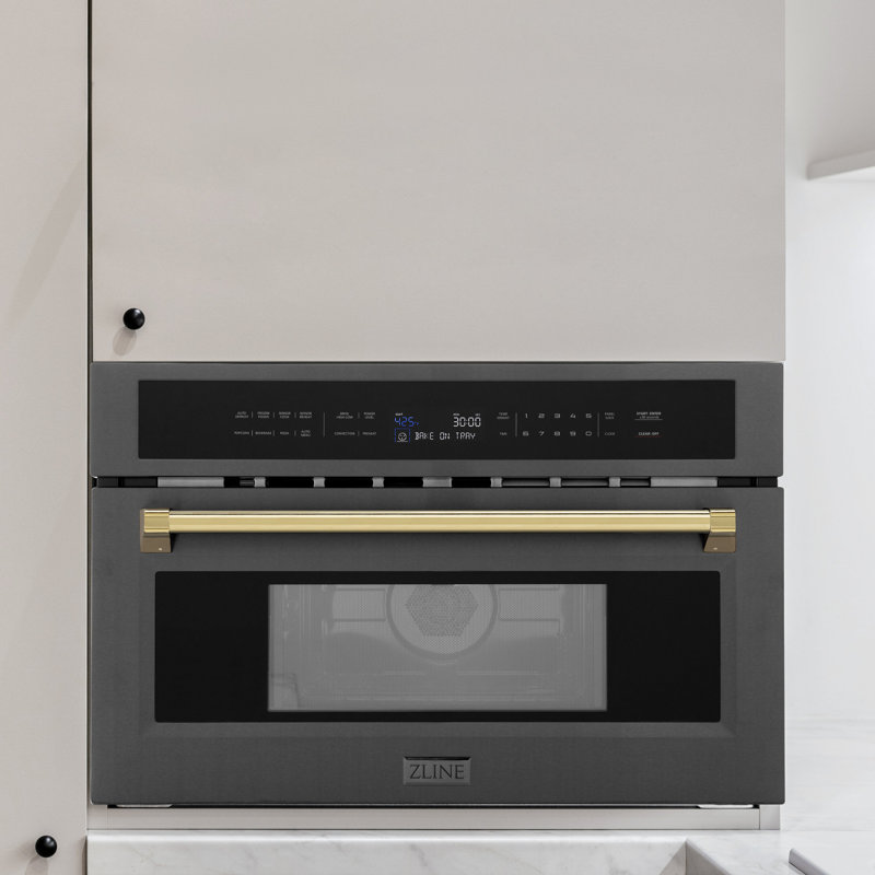 29.75" 1.6 cu ft. 1000 - Watt Convection Built-In Microwave with Sensor Cooking in Black Stainless Steel, Gold