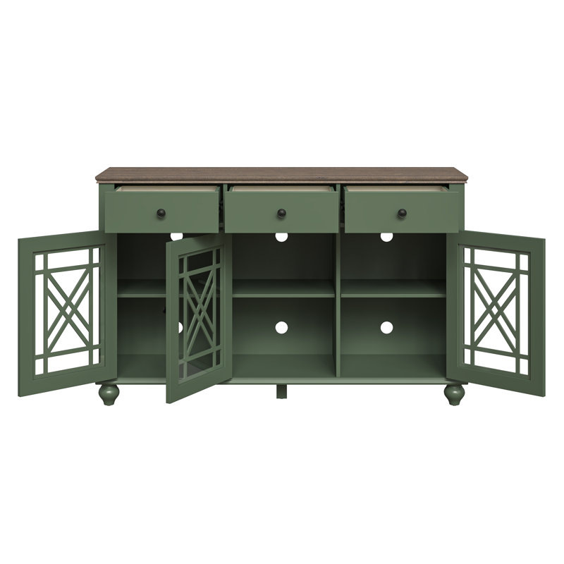 Buffet avec rangement, Green/Dark Brown