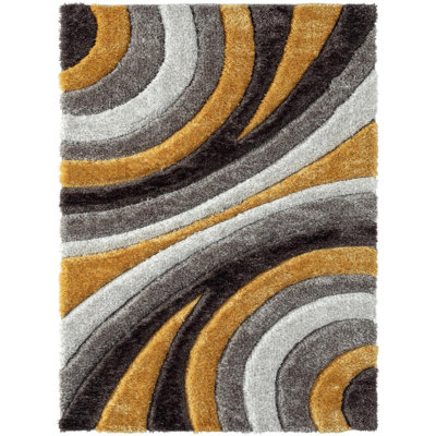 Tapis jaune à motif géométrique Koo