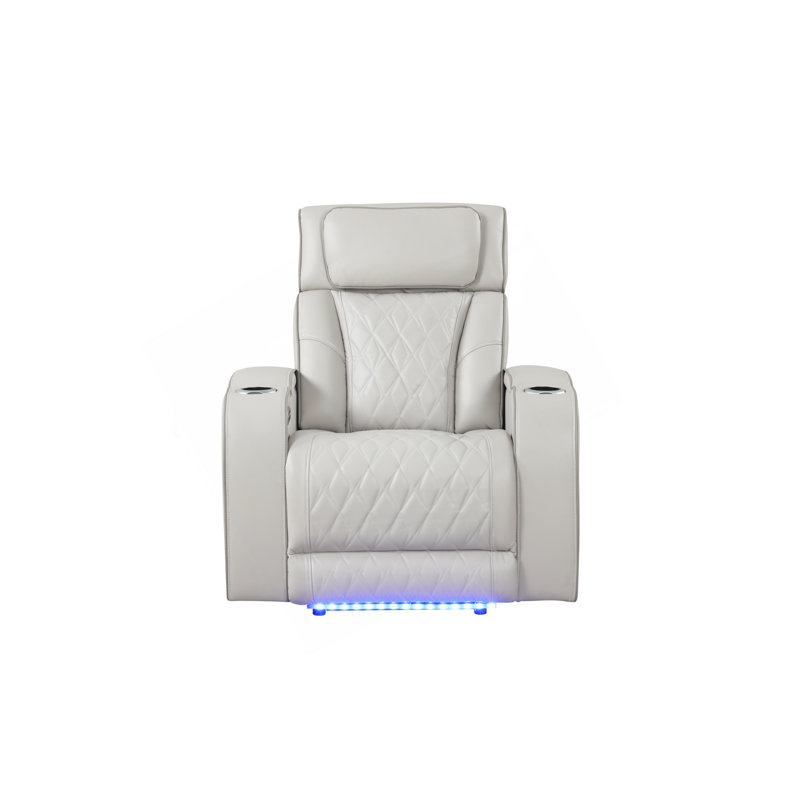 Fortuner Modern Style Recliner Chair Made With Wood & Massage Function Included-, Beige