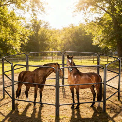 Portable Horse Barrier System, Folding Livestock Panels for Smaller Horses, Cows, Sheep, Llamas and Other Medium-Sized Animals, Well Suited for Outdoor Yards, Camping, Farms, Courtyard, and Travel