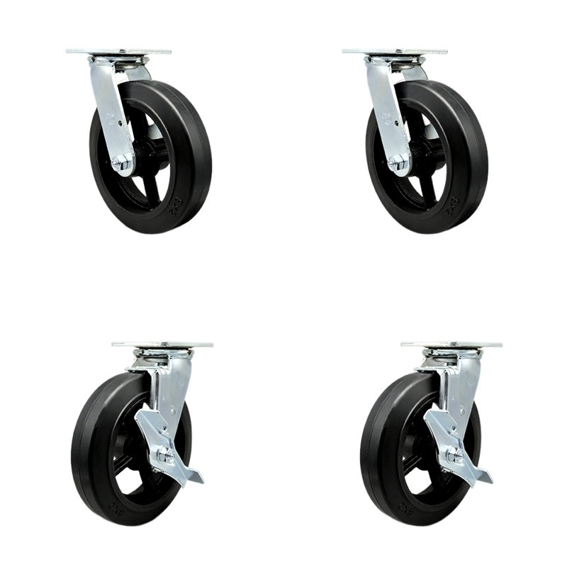 4 Piece Rubber on Aluminum Caster Set