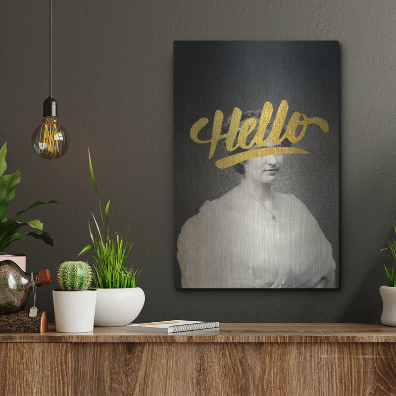 Trinx «Hello» par Elo Marc, art mural en métal, H 16 po x l 12 po