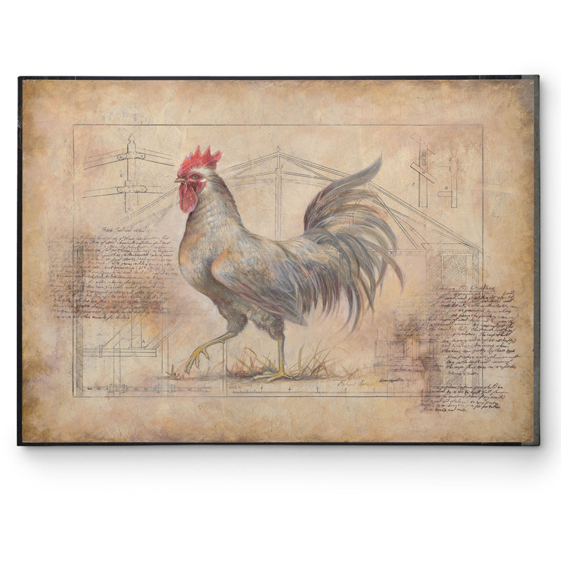 « rustique coqs ii » par richard lane, impression sur toile tendue, H 30 po x l 40 po x P 1,5 po