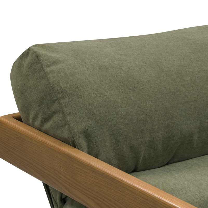 Fauteuil d'appoint en tissu recyclé vert Palma, Bois brun clair, Vert