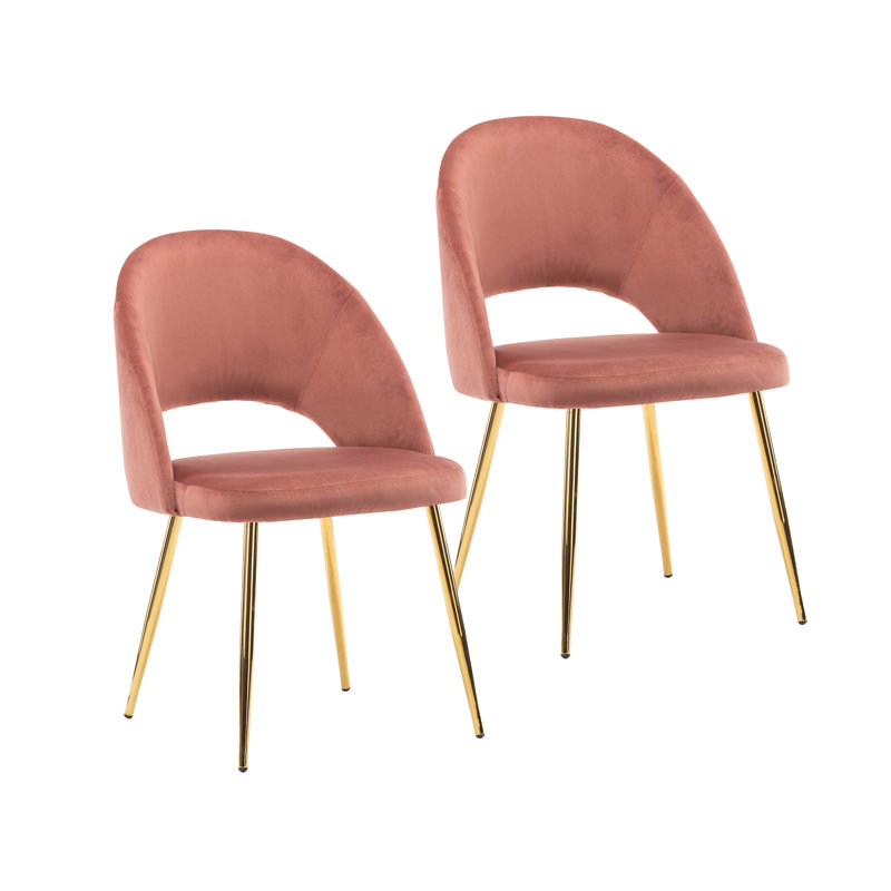 Liara 18.11'' H Velvet Upholstered Side Chair, Pink, 1