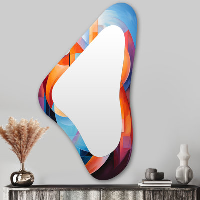 Altrincham Red Full Moon Dynamics - miroir décoratif de forme irrégulière géométrique, miroir mural asymétrique moderne, impression d'art en métal