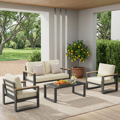 Aluminum 4-Piece Outdoor Sofa Seating Group With Cushions