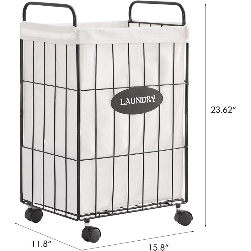 Collapsible Rolling Iron Wire Laundry Hamper