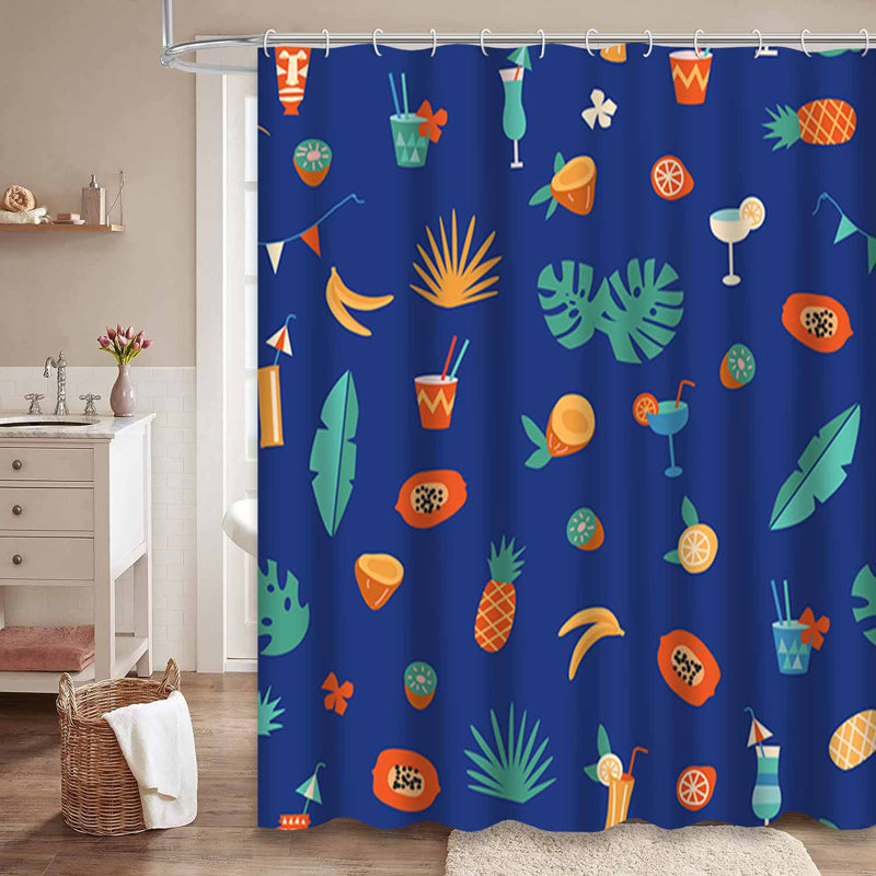 Rideau de douche imperméable Hawaiian Cocktail, L 72 po x l 78 po