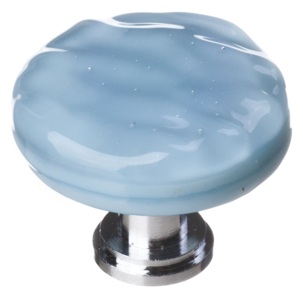 Glacier Mushroom Cabinet Knob, Polished Chrome, Powder Blue