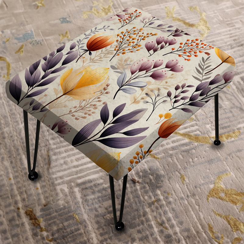 Mauve antique floral jardin pré - repose-pieds rectangulaire botanique